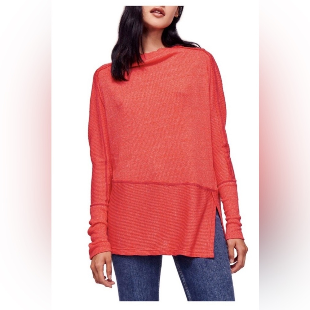 Free People Vibrant Coral Top